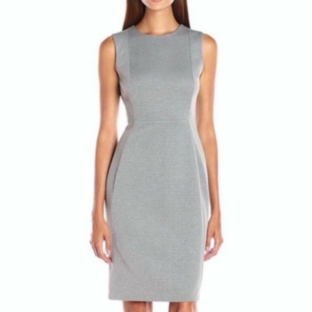 Calvin Klein Sleeveless Grey Midi Sheath Dress
